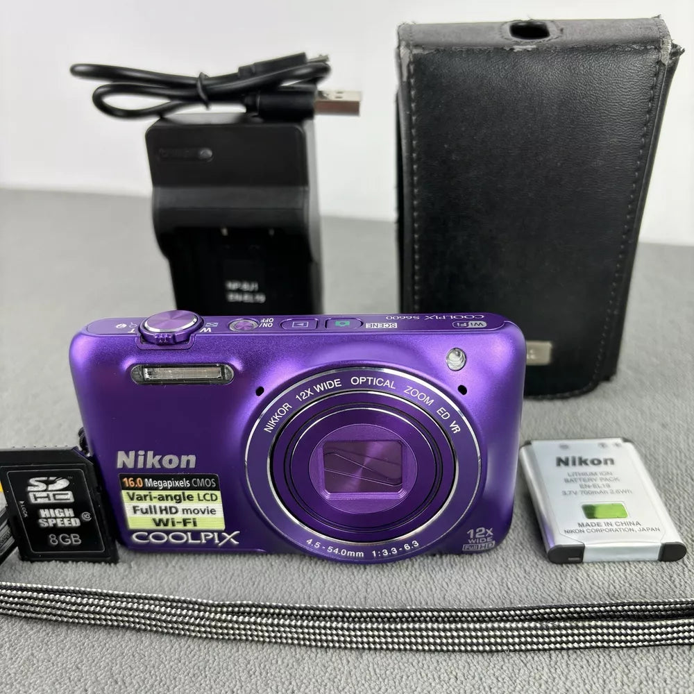 🍇 ₊˚💜 Nikon COOLPIX S6600 Digital Camera (Rare Purple) 16.0MP with 12x Zoom - Complete Set 🍥 🎀📷