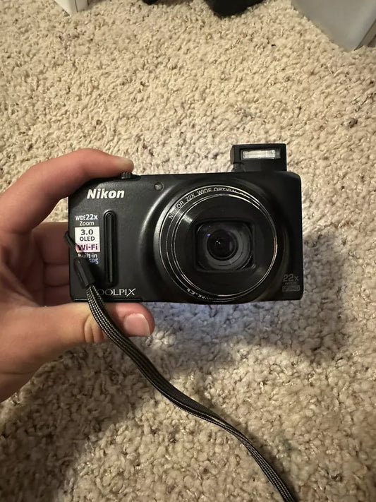 Used 🍇₊˚💜 Nikon Coolpix S9500 18.1 MP Digital Camera (Black) 🍥🎀📷