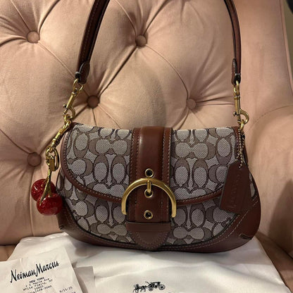 Coach Soho Flap Bag in Signature Canvad with Cherry Charm NEW&nbsp;