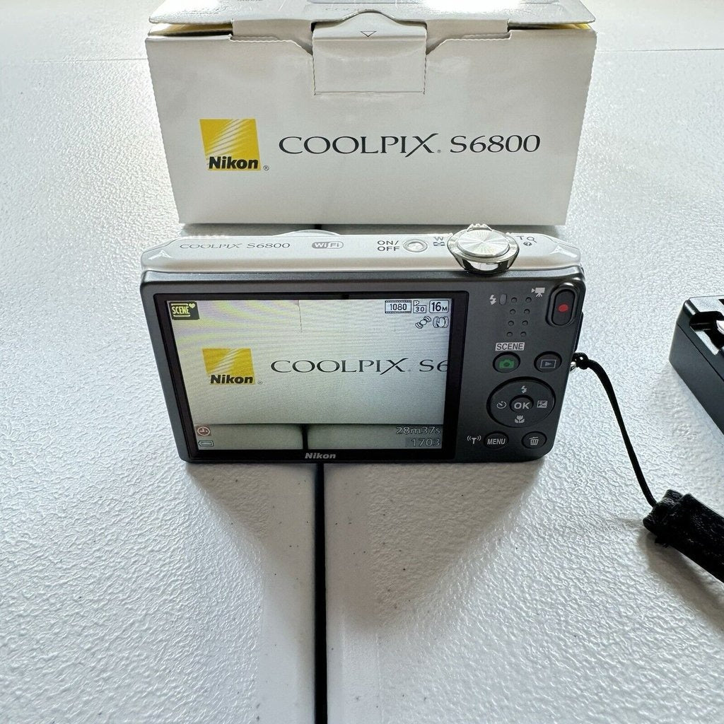 🍇 ₊˚💜 Nikon COOLPIX S6800 16.0MP Wi-Fi FHD Digital Camera (White, Open Box) 🍥 🎀📷