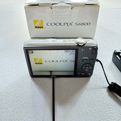 🍇 ₊˚💜 Nikon COOLPIX S6800 16.0MP Wi-Fi FHD Digital Camera (White, Open Box) 🍥 🎀📷