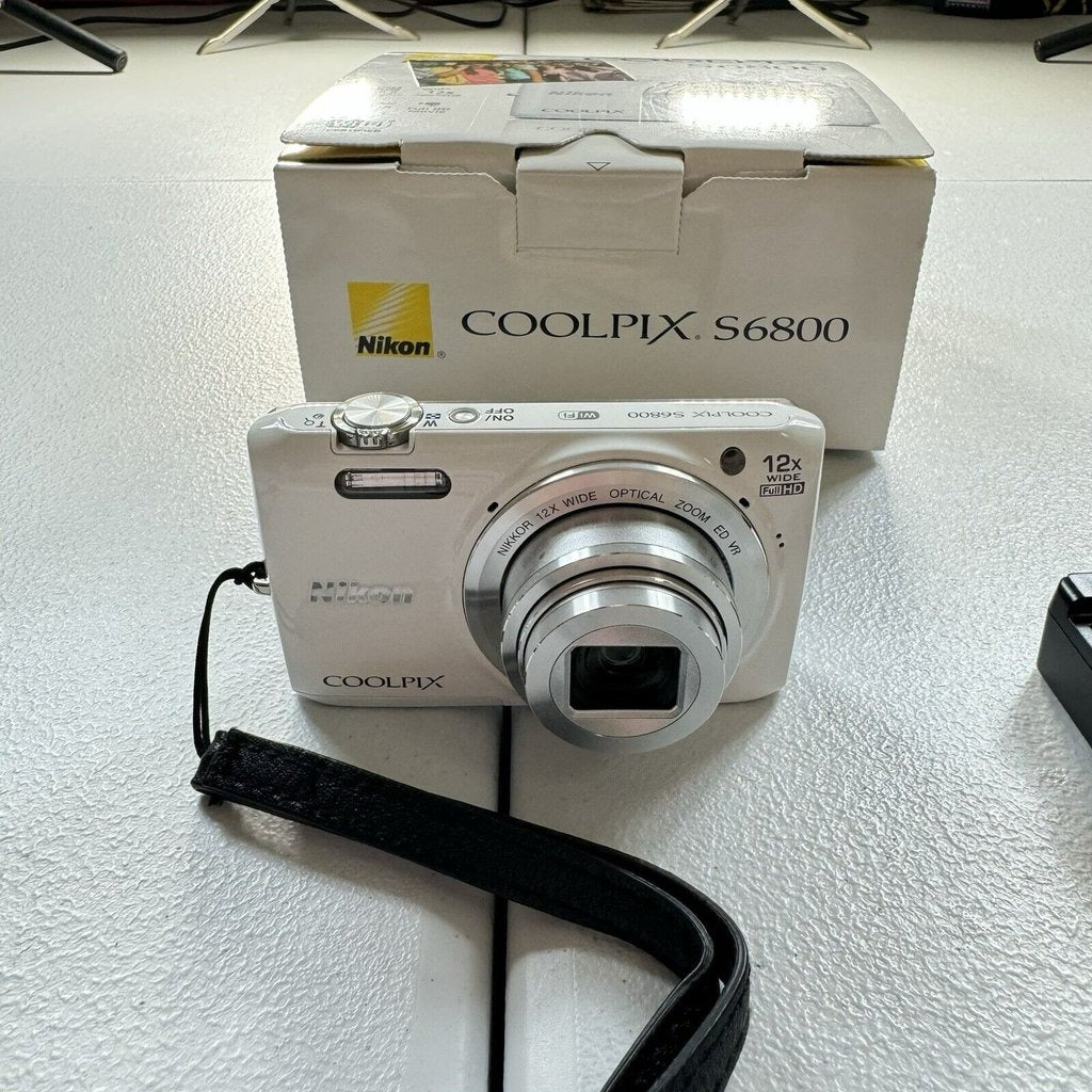 🍇 ₊˚💜 Nikon COOLPIX S6800 16.0MP Wi-Fi FHD Digital Camera (White, Open Box) 🍥 🎀📷