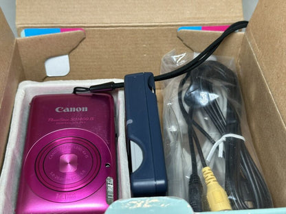 Canon PowerShot SD 1400 IS Digital ELPH Camera Pink w Box Charger TESTED