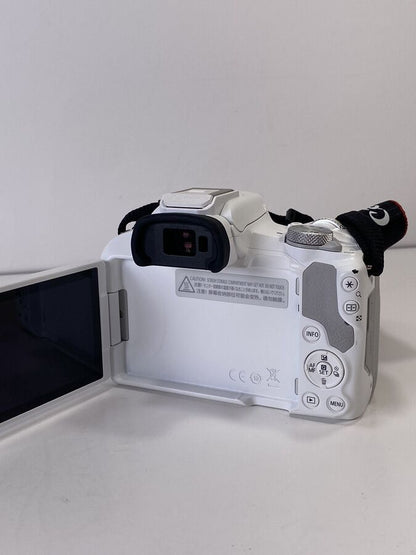 White Canon EOS R50 4K Video Mirrorless Camera with RF-S 18-45mm f/4.5-6.3