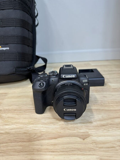 Canon EOS R10 24.2MP Mirrorless Camera - Black (RF-S 18-45mm f/4.5-6.3 IS STM)